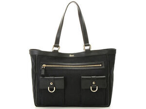 Gucci GG Tote Bag Canvas Leather Black
